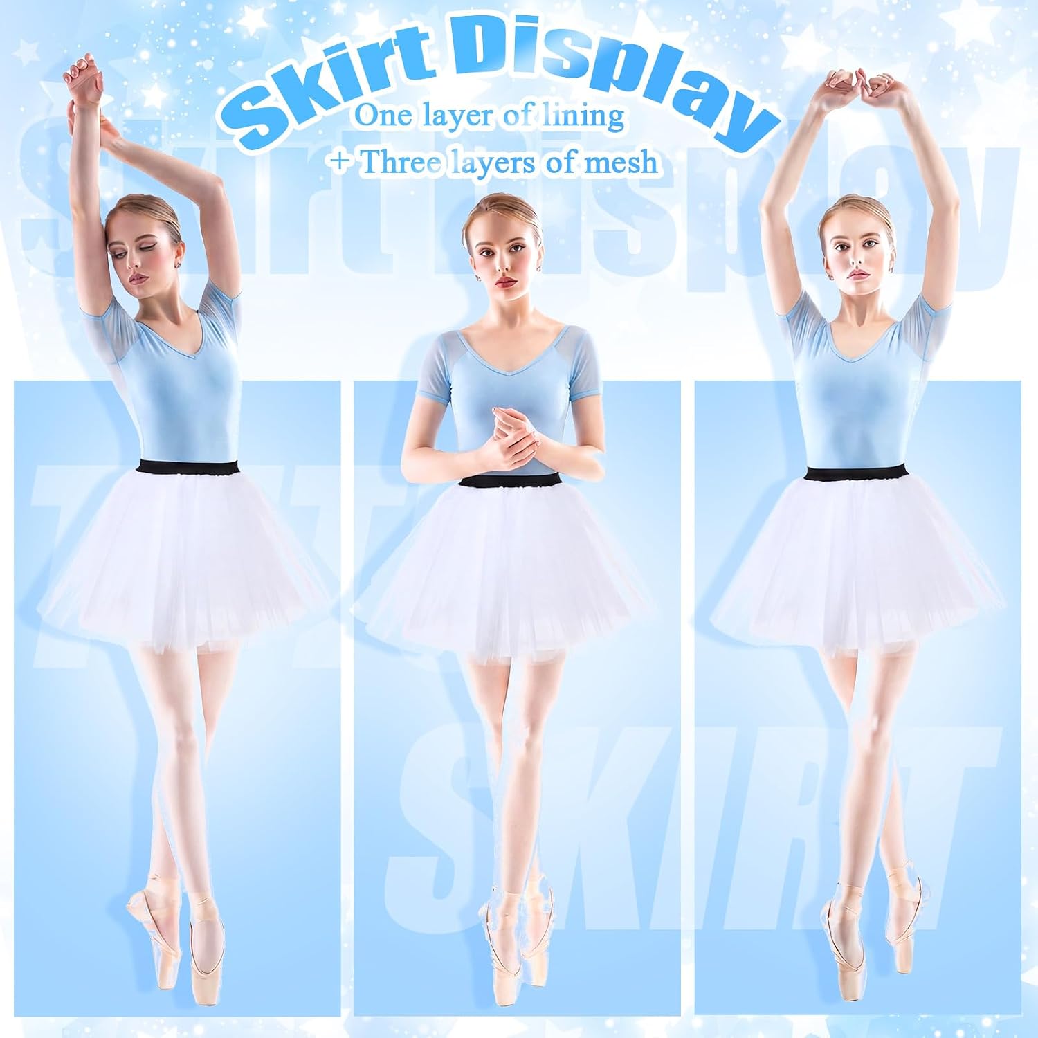Handepo 9 Pcs Colored Tutus for Women 4 Layered Tulle Tutu Skirt Elastic Classic Bulk Tutu for 80s Girl Halloween Costume