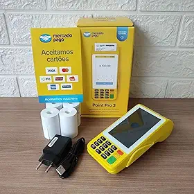 Point Pro 3 Mercado Pago Imprime o Comprovante Maquininha Cartao 4g C/Tela Touch - Chip Vivo (Nova versão cor Amarela)