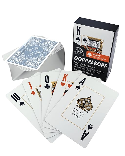 Bullets Playing Cards, Mazo de tarjetas de doble cabeza para personas mayores (hoja francesa), plástico