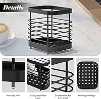 Vista 6 de Soporte para cepillos de dientes de acero inoxidable para baño, soporte para pasta de dientes de pared, soporte para maquinilla de afeitar