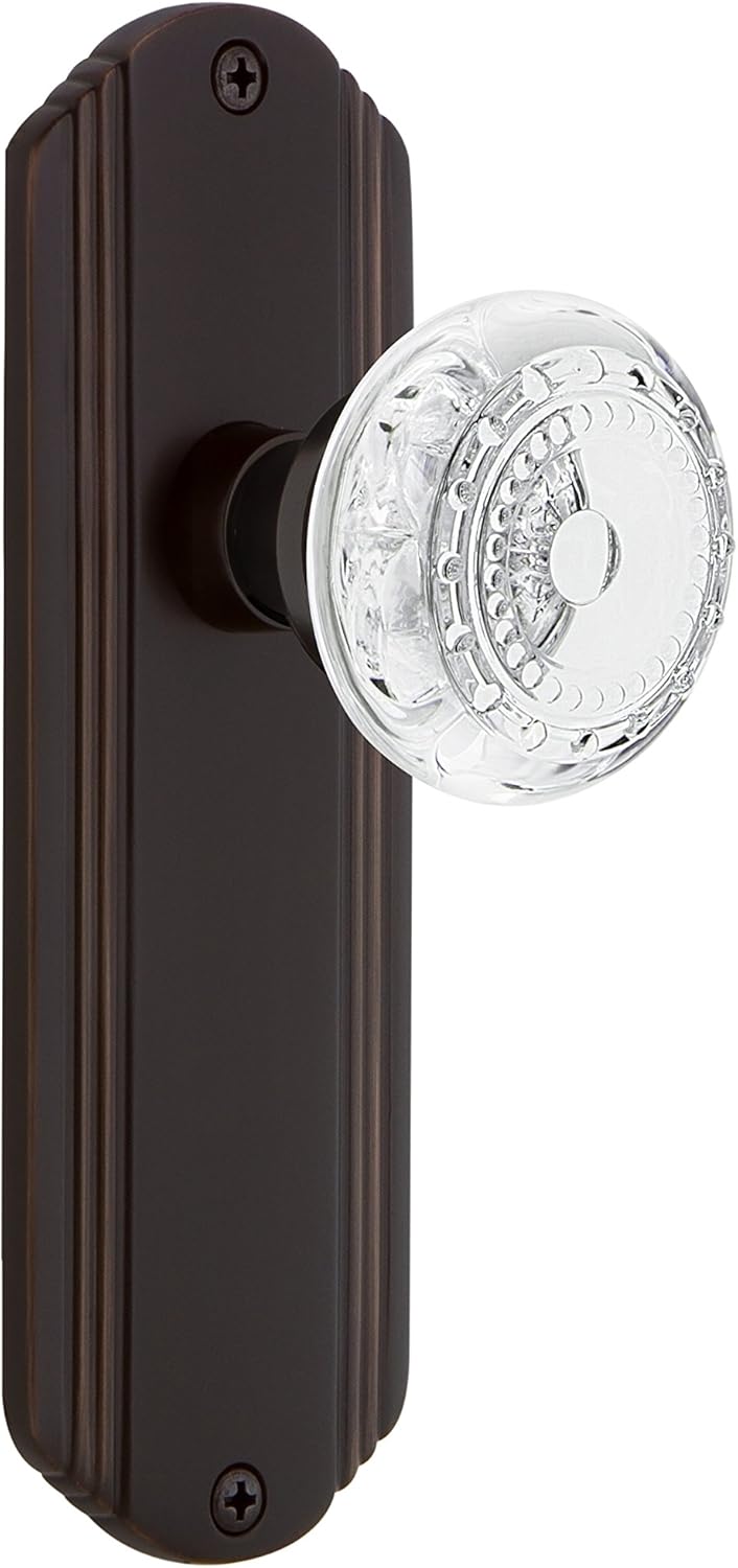 Nostalgic Warehouse 753532 Single Dummy Deco Plate with Crystal Meadows Knob, Surface Mounted, Satin Nickel
