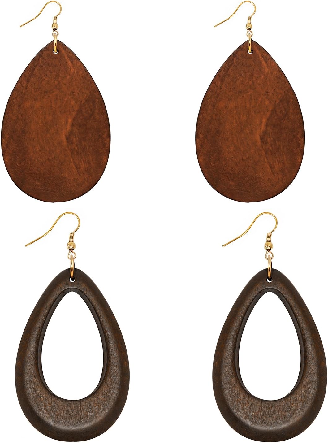 Wood Earrings Natural Wooden Teardrop Earrings Geometric Lightweight Drop Earrings for Women