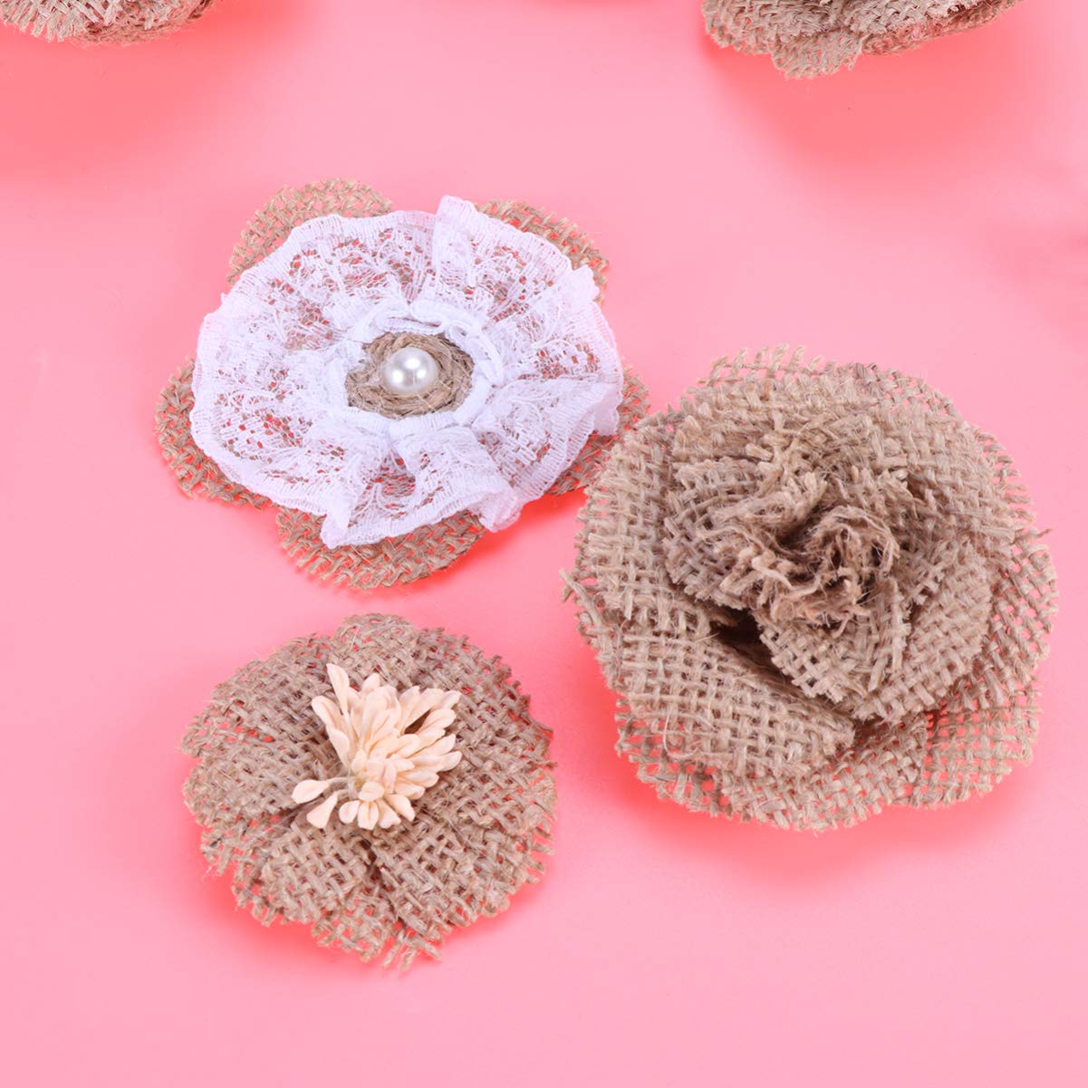 EXCEART Fiori in Iuta Rustici a Mano, 20 Pezzi per Decorazioni Fai da Te, Matrimonio, Feste Natalizie, Arredamento Rustico