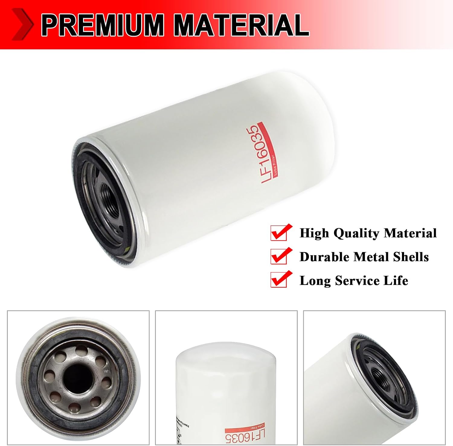 LF16035 Lube Filter Lube Filter Replacement Fit for Dodge Cummins from 1989-2013 5.9L and 6.7L Turbo Diesel Engines, Replaces # DBL7349, BT7349, LF9028, Pack of 2