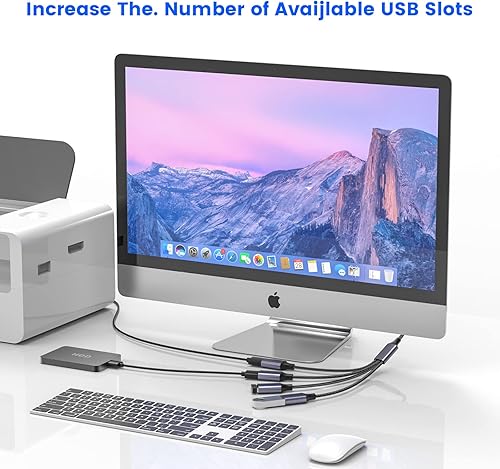 Miniatura 6 de MOGOOD Cable divisor USB 4 en 1, adaptador de cable USB a USB, adaptador USB a 4, cable USB divisor 4, adaptador de alimentación USB para carga de