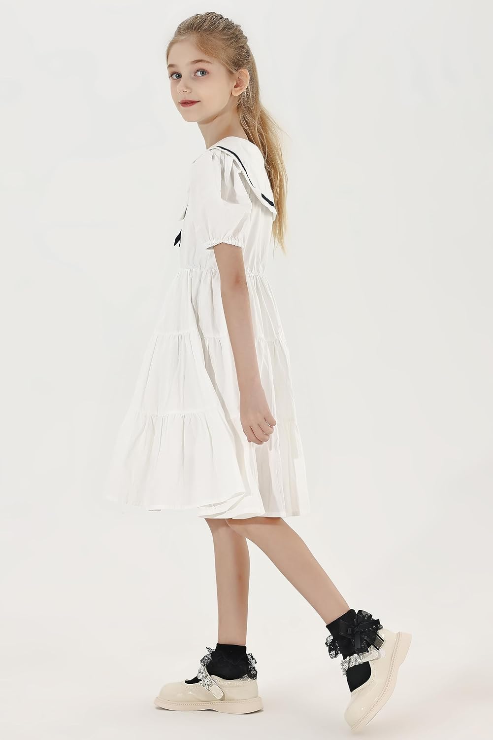 Baby Girls Socks Black and White Turn Cuff Lace Bow Ruffle Socks for Kids and Infants Toddlers - Image 6