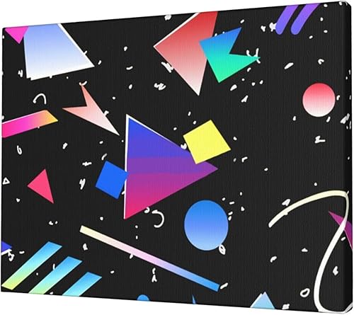 Ccvzrty Lienzo de pared retro de los años 80 o 90 Memphis geométrico sin marco, 12 x 16 pulgadas, impresión de lona de algodón para decoración del