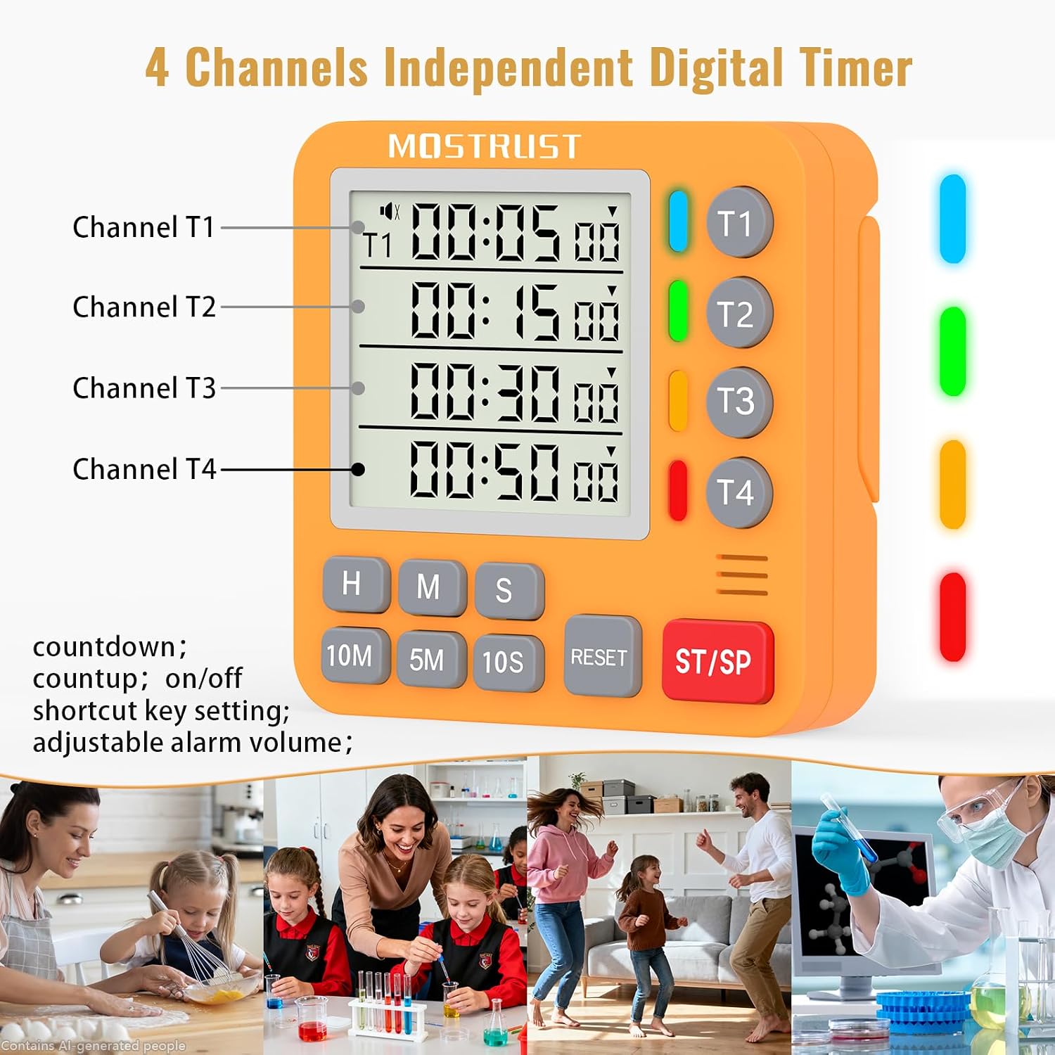 Digital Dual Kitchen Timer, Multiple Channels Countdown Timer image 2