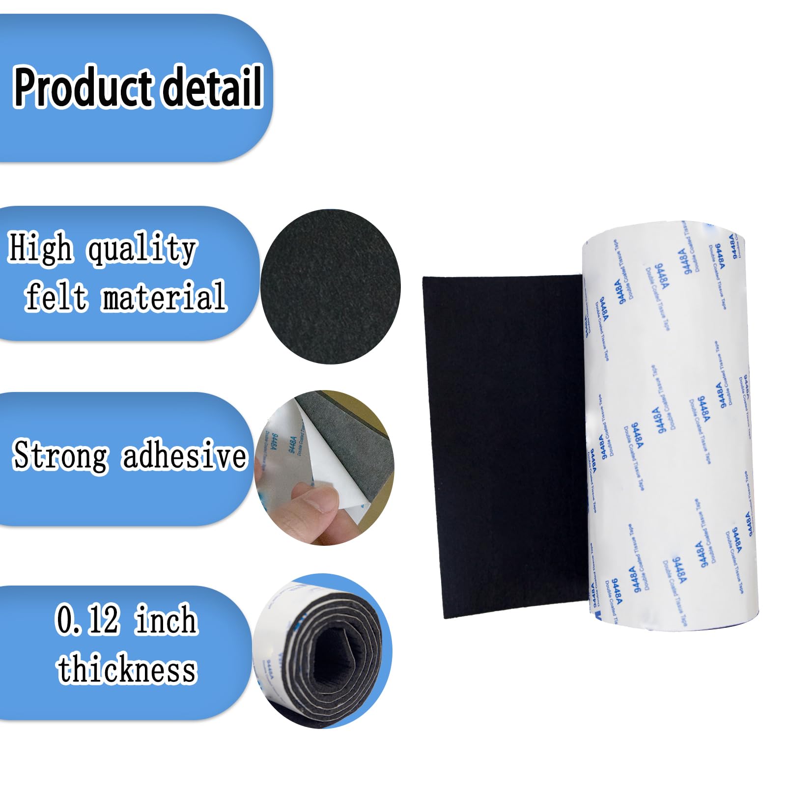 Almohadillas de fieltro para muebles con parte trasera adhesiva, tiras de fieltro autoadhesivas y cortables, protectores de suelo antiarañazos para cualquier mueble y pared (6 x 40 x 0.12