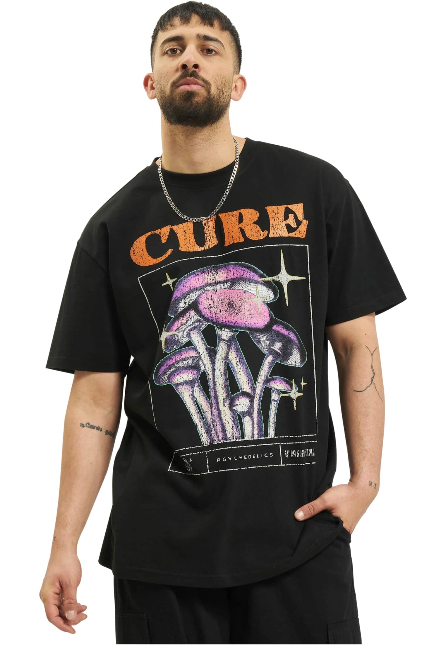 Mister Tee Herren Cure Oversize Tee T-Shirt, Black, M