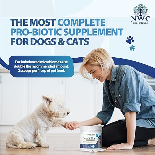 Miniatura 7 de NWC Naturals Total-Biotics, probióticos para gatos y perros para la salud digestiva con prebióticos, probióticos sin sabor para perros y gatos,