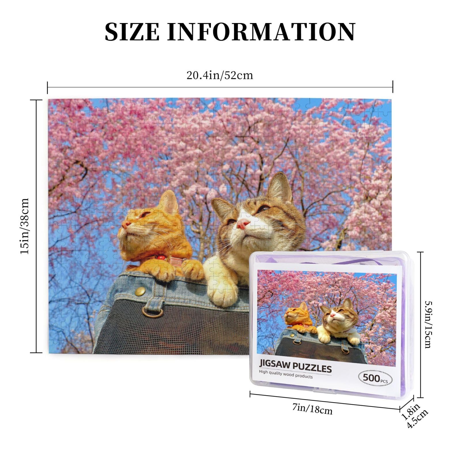 Amazon.co.jp: 500ピース ジグソーパズル 猫 ネコ 桜 さくら サクラ 52