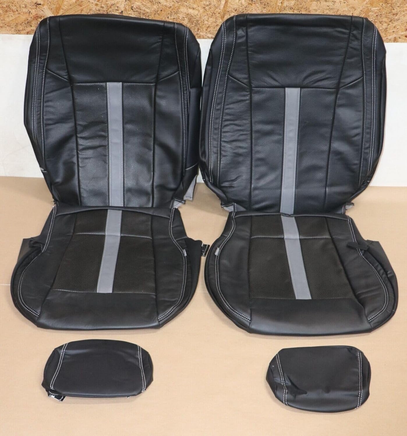 2015-2020 Ford F-150 XLT SuperCrew Leather Seat Covers Black Gray SEMA Edition
