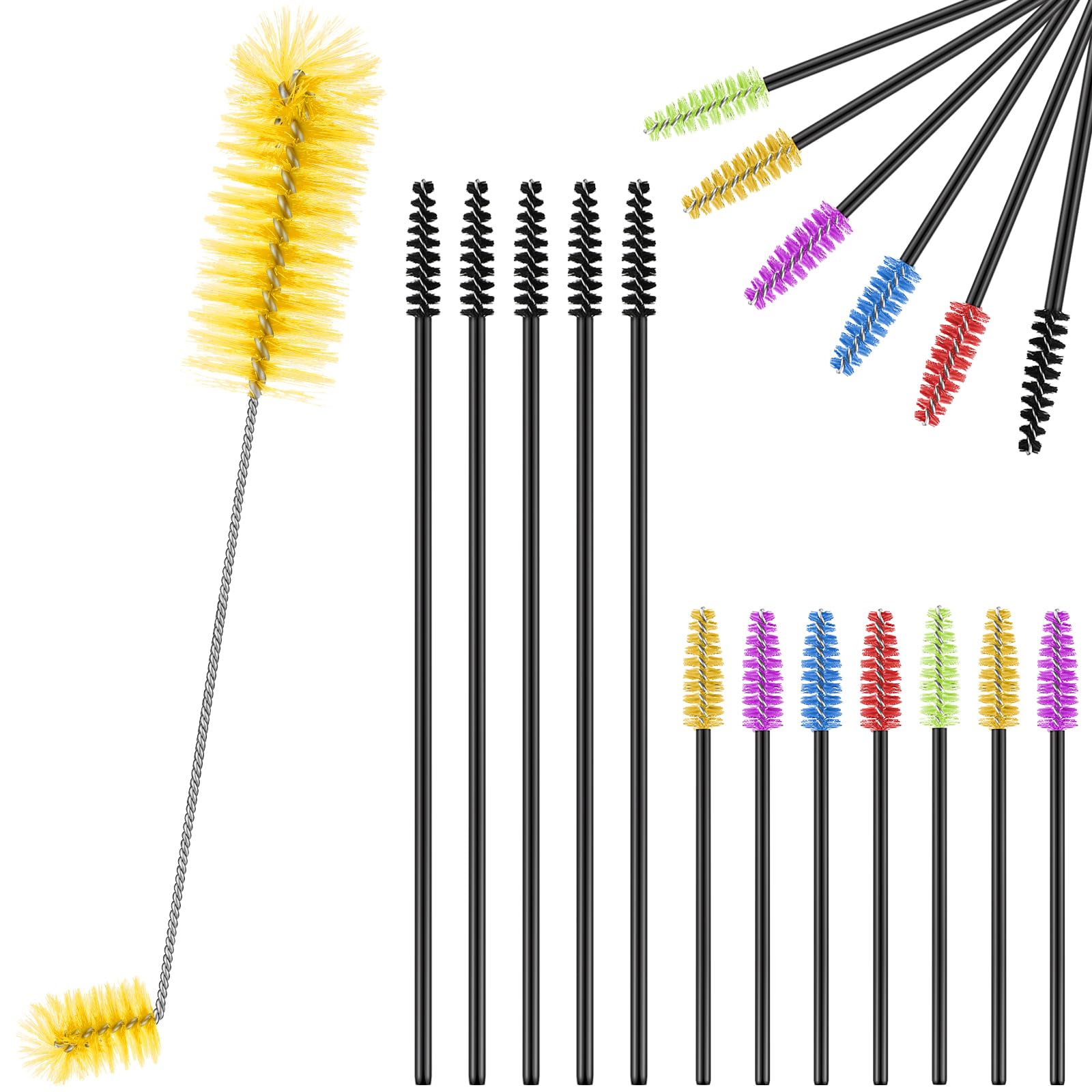 Nettoyer les zones difficiles de la mangeoire à colibri : lot de 19 brosses nylon jaune