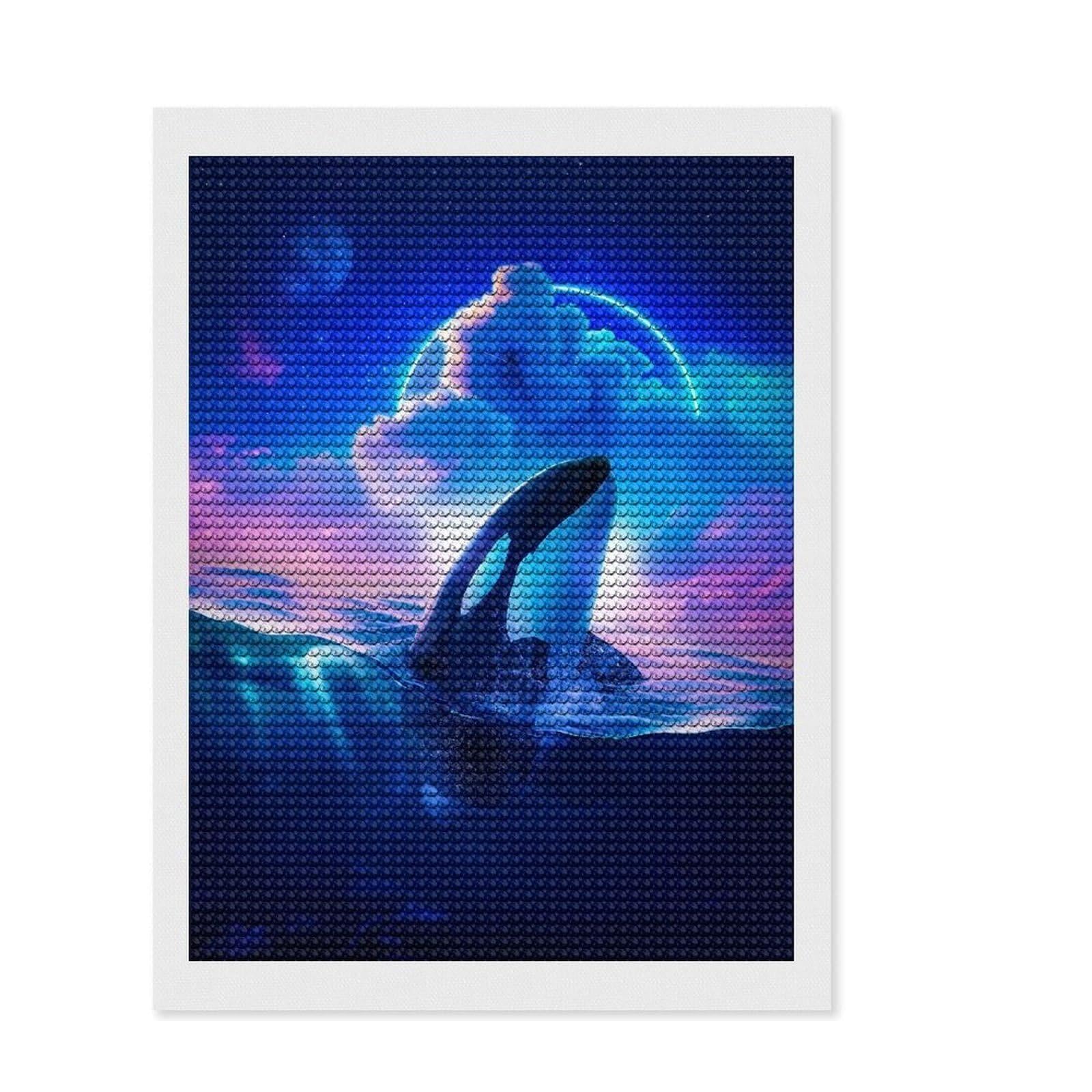 Junmoney Whats in Above The Sea Diamond Art Canvas 12"x16", for Beginners, Easy to Enjoy, Cosy Home Accent, Christmas Gift, Enjoyable At-Home Hobby