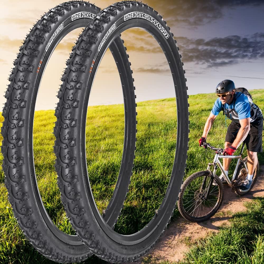 2 Pack 26"x1.95" 20"x2.125" Inch 60TPI for Mountain Bike Tires with 2 Levers and with or Without 2 Inner Tubes Gluless Patches for Mountain Trail Bicycle Replacement Tires