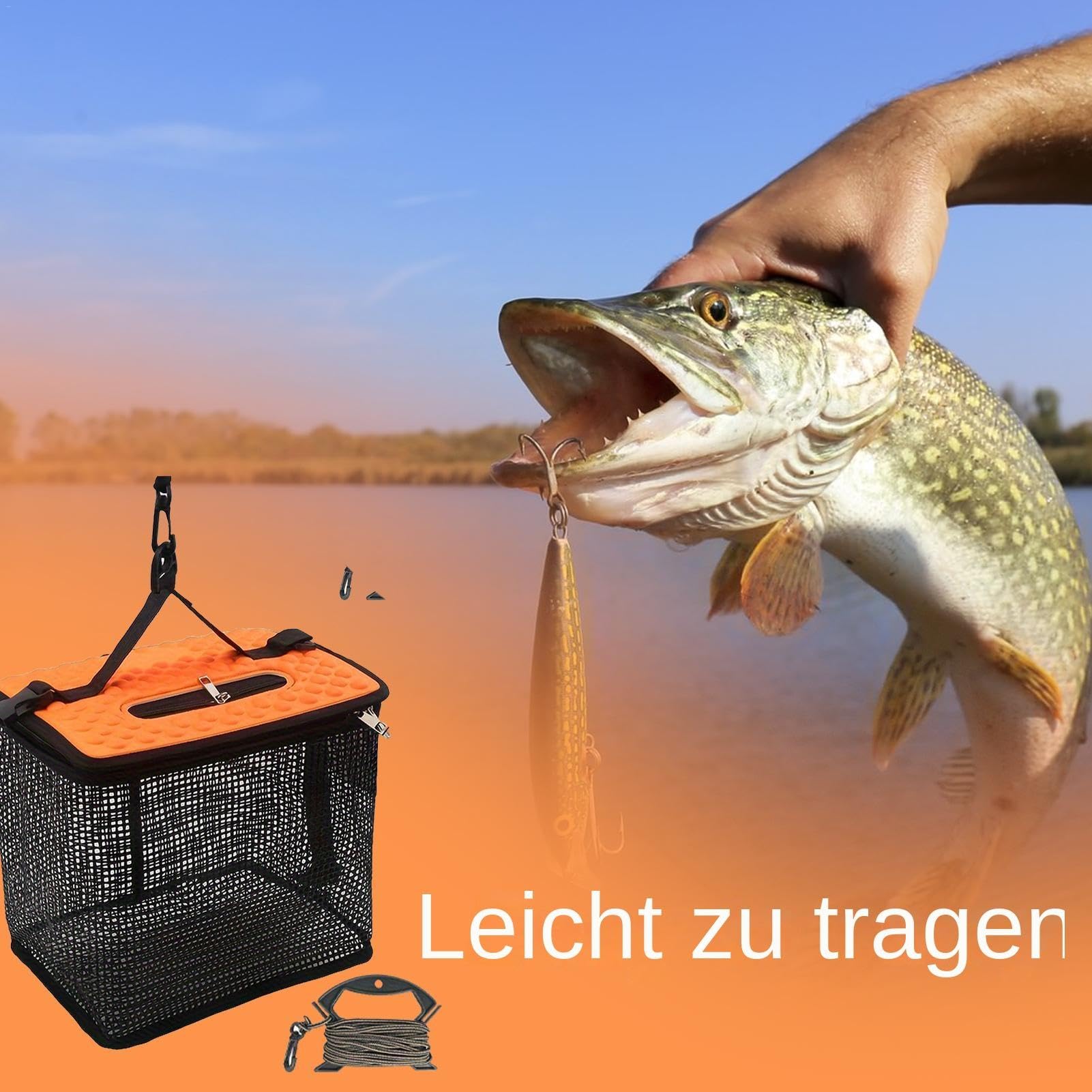 Draagbare opvouwbare drijvende vismand en aas opbergnet 135cm/185cm