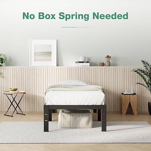 Miniatura 42 de Novilla - Base de cama matrimonial, plataforma de metal de 14 pulgadas, con espacio de almacenamiento debajo de la cama, soporte de listones de