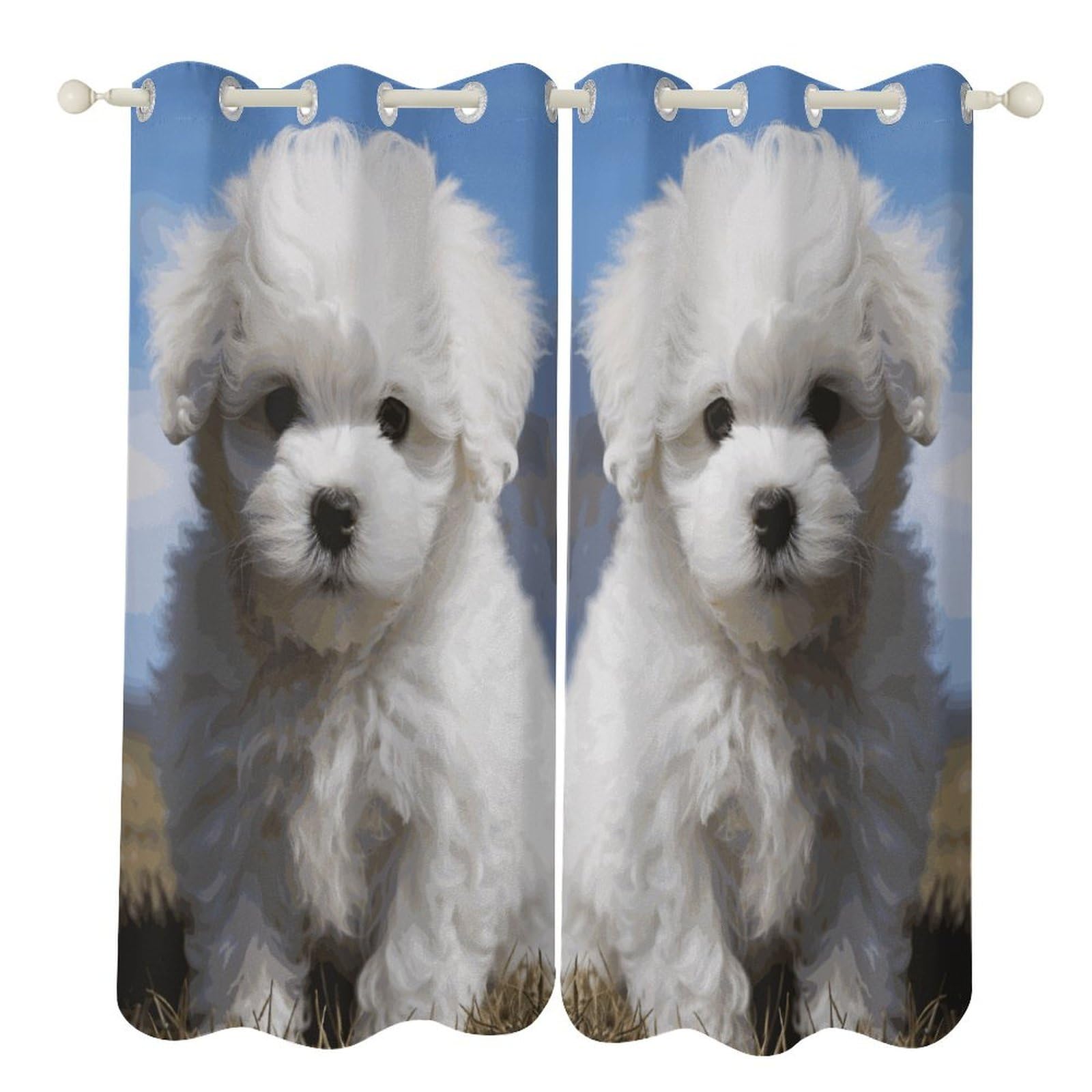 Rideaux occultants anti lumière et chaleur motif bichon frisé