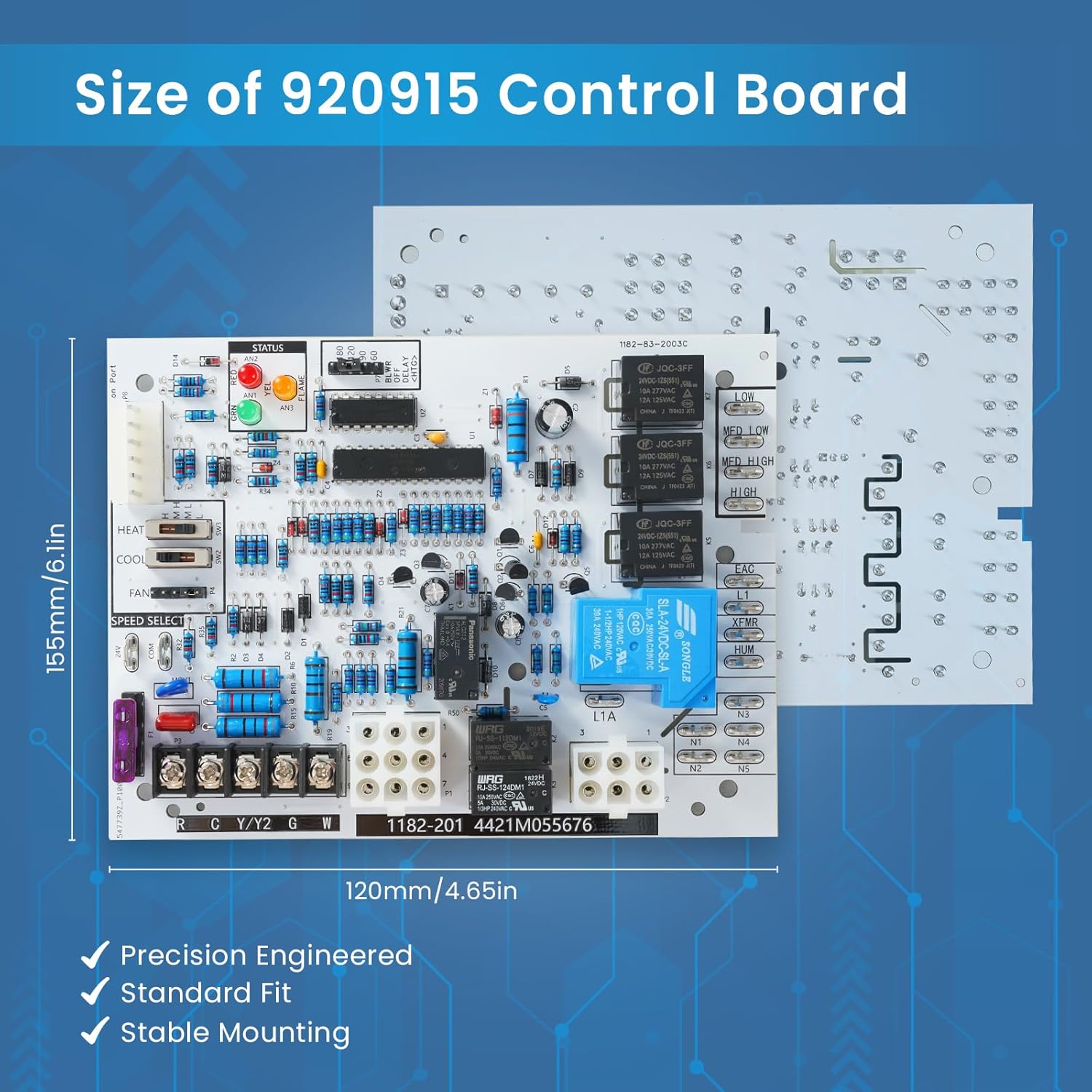 920915 Furnace Control Board - Direct Replacement for Nordyne 624742 624844 624690 904840 and 1182-201 - Single-Stage Gas Furnace, Compatible with Intertherm, Miller, Tappan, Frigidaire, Gibson