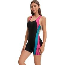 Adoretex Womens Sports Boyleg Unitard Swimsuits, Full Coverage Bathing Suit with Removable Soft Pads