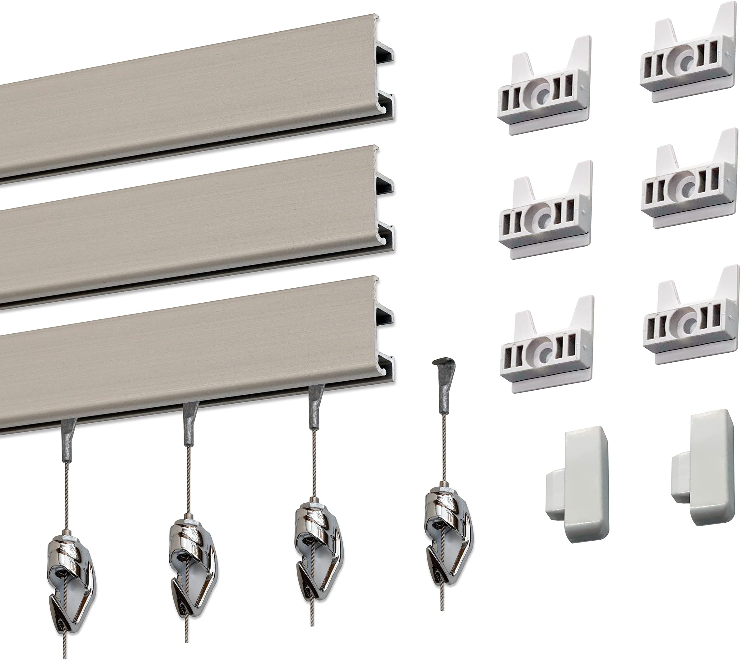 GalleryOne Pro Picture Hanging System Set - Covers 18 ft of Wall Space - Heavy Duty Discreet Picture Rails & Art Hanging Kit Without Nails - for Home or Office