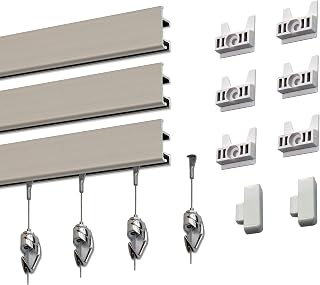 GalleryOne Pro Picture Hanging System Set - Covers 18 ft of Wall Space - Heavy Duty Discreet Picture Rails & Art Hanging Kit Without Nails - for Home or Office