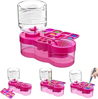 Paint Brush Cleaner with Paint Tray, 2025 Upgraded 3-in-1 Water Circulation Rinser Paintbrush Cleaner with Drain and Brush Holder, Painting Supplies for Acrylic, Watercolor, Water Based Paints Violet