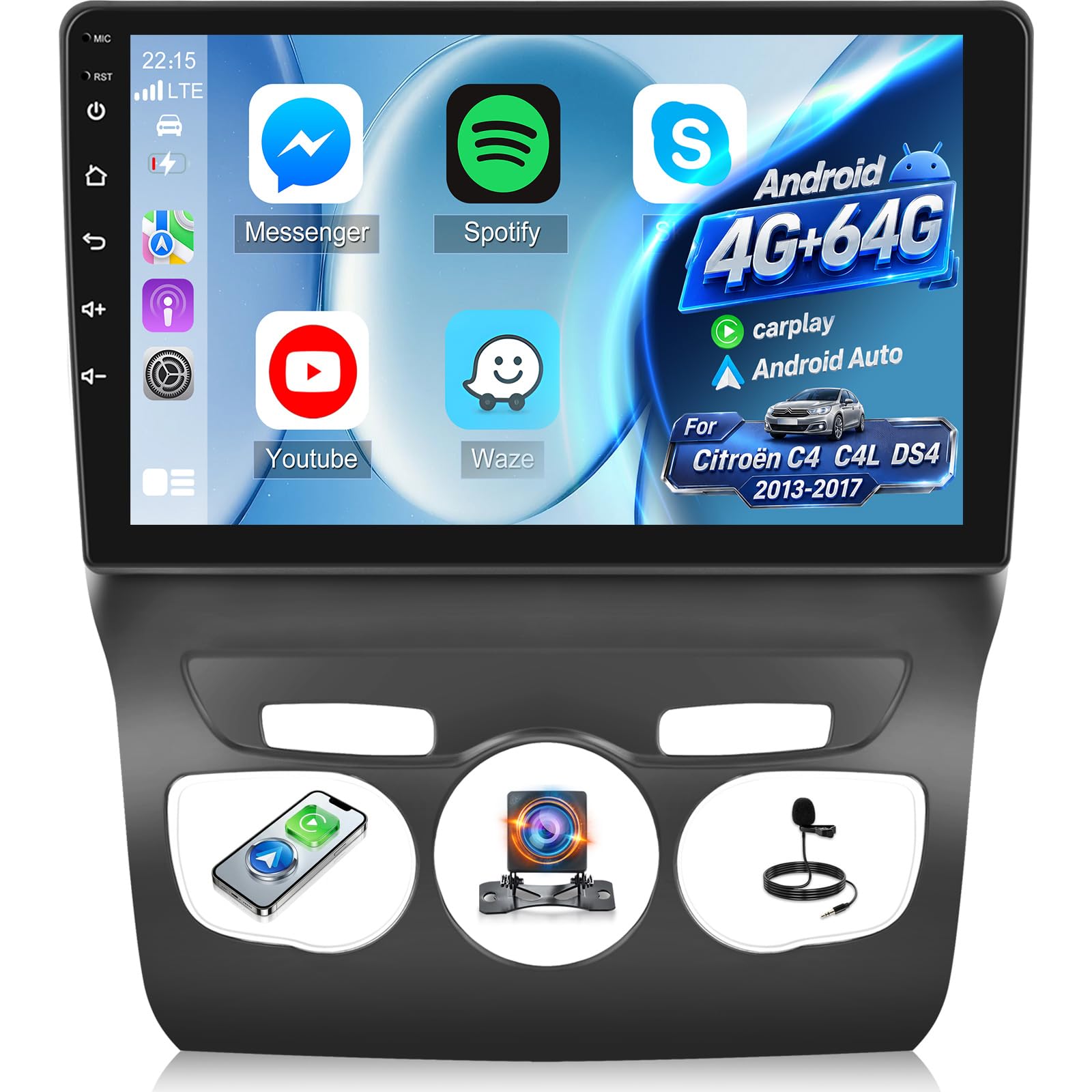 4G+64G Autoradio pour Citroen C4 C4L DS4 2013-2017