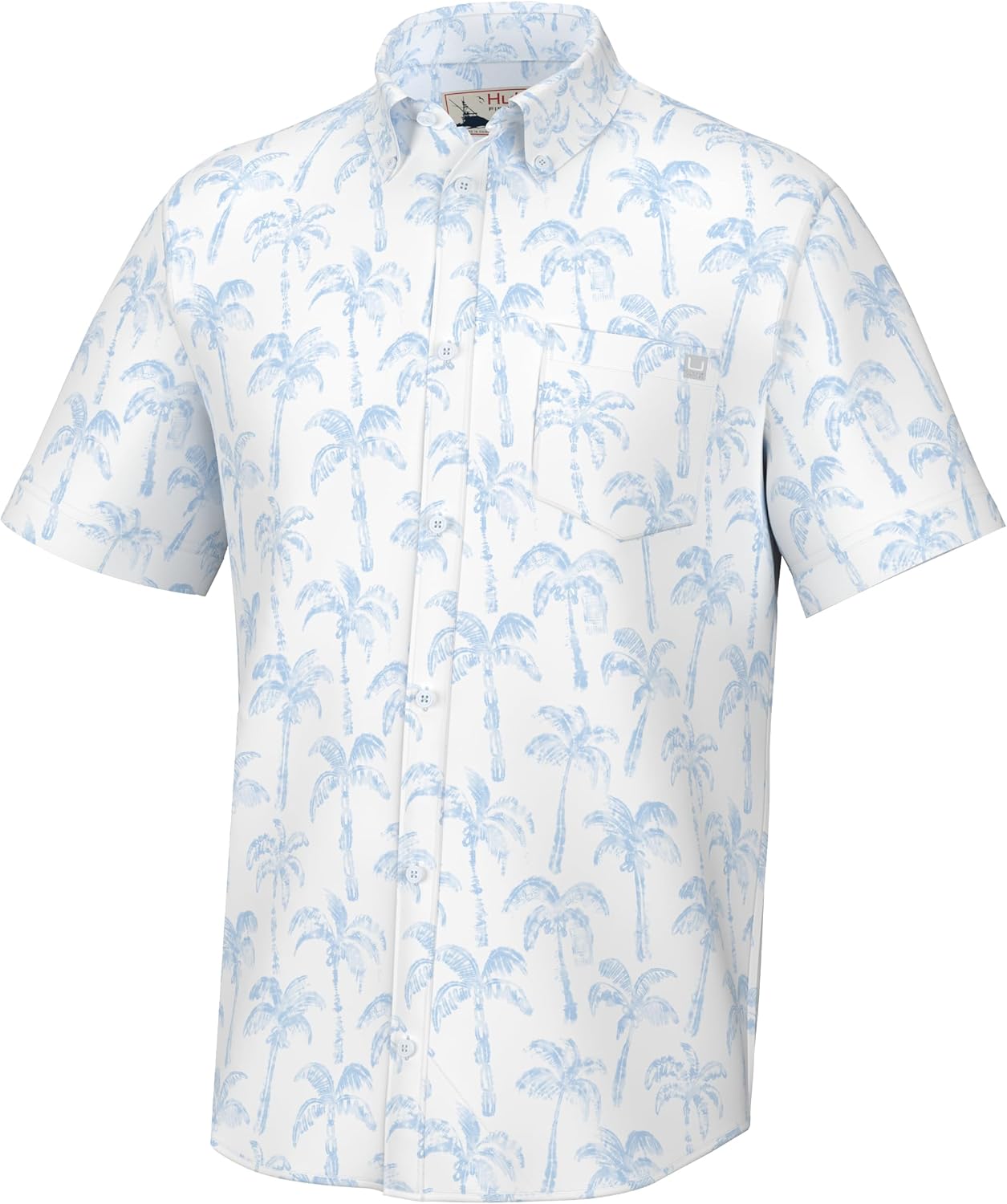 HUK Men's Kona Pattern Short Sleeve Fishing Button Down Shirt for Men