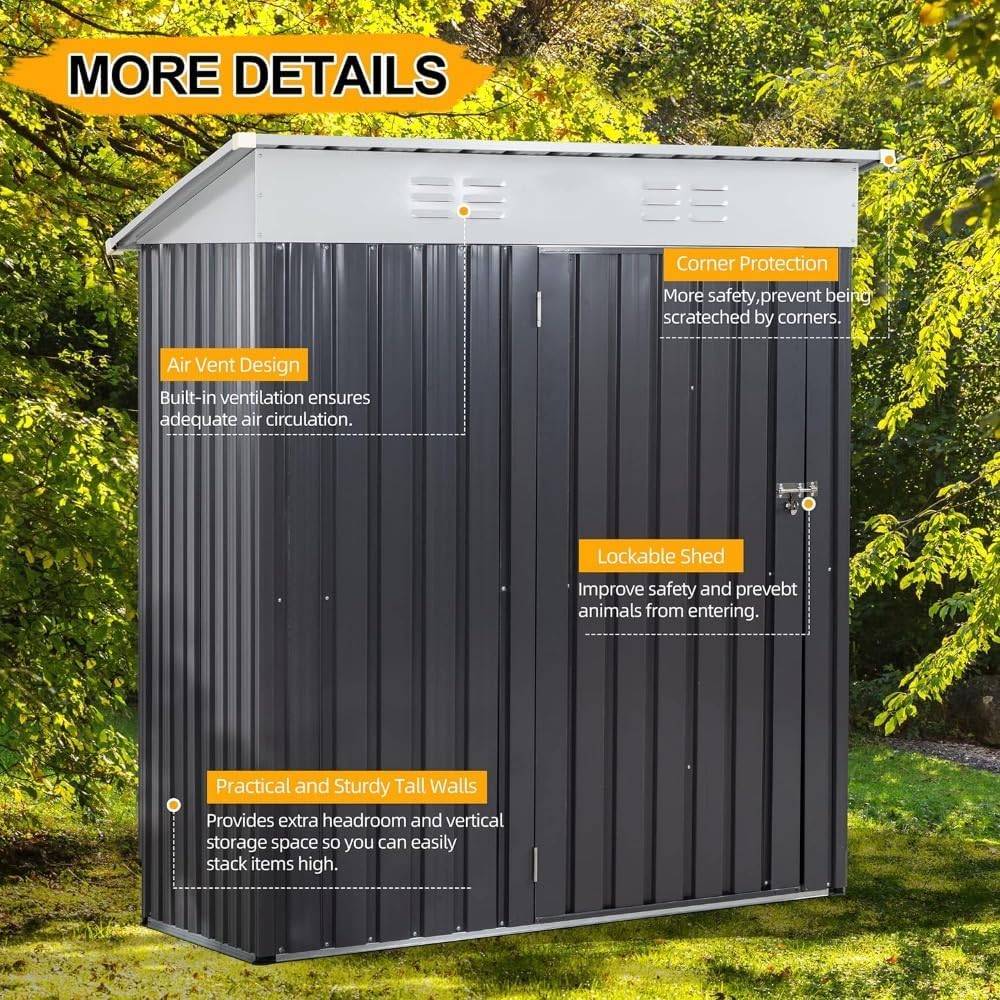Waterproof Outdoor Metal Storage Shed with Lockable Door