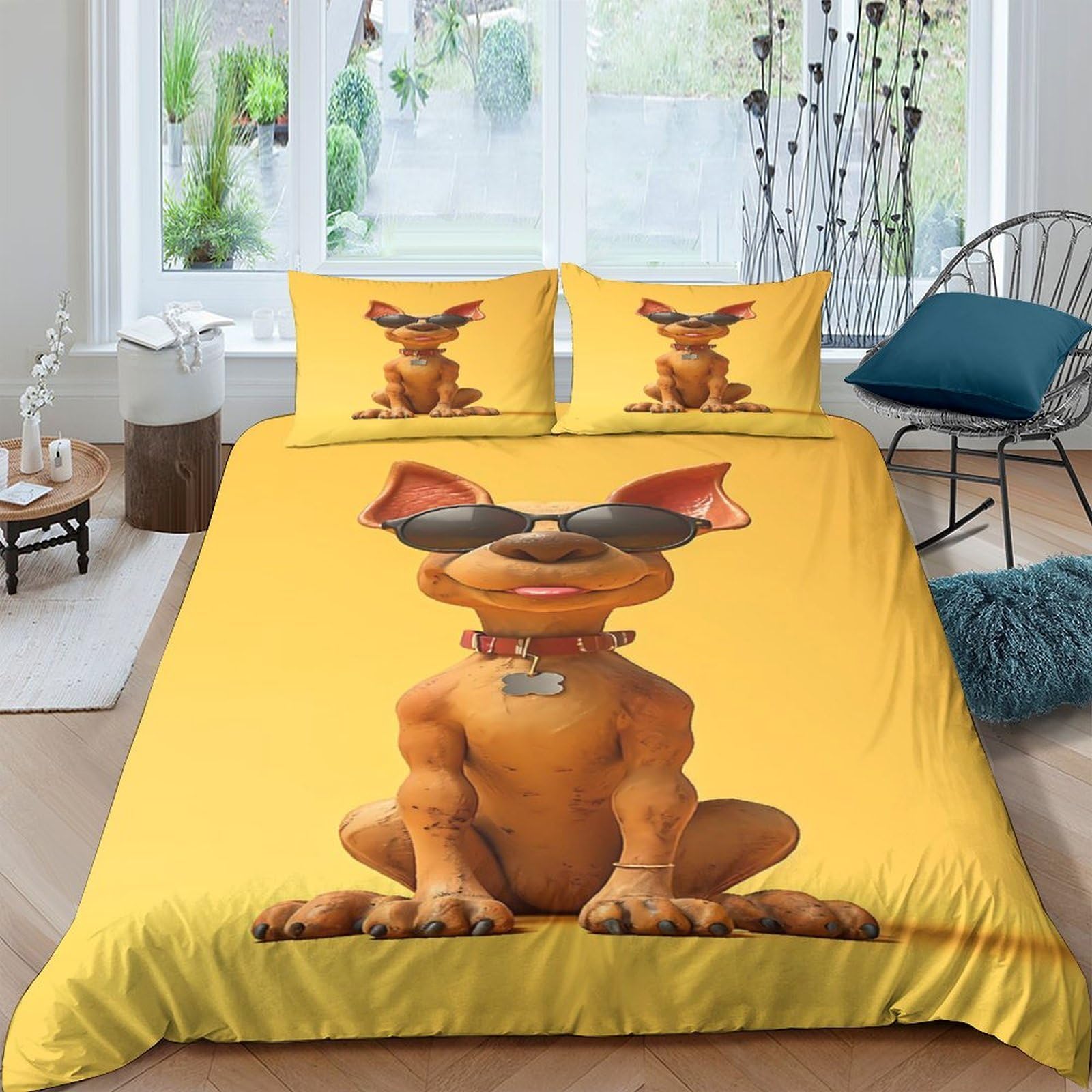 Ctjqhvkz Style-6 3D Printed Cool Dog Sunglasses Fitted Sheet Microfiber Vibrant Cartoon Mattress Cover For Bedroom Guest Room Decor Single（135X200cm）