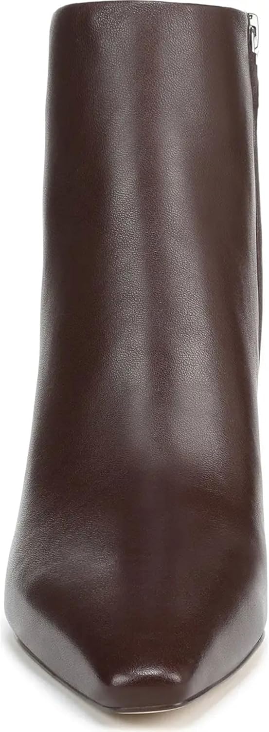 Brown Suede Ankle Boots for Women Pointed Toe Chunky High Heeled Booties Fall Dressy Short Boots with Zipper - Image 5