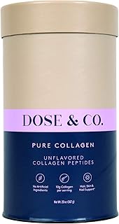 Dose & Co Pure Collagen Powder (Unflavored) 20oz Amazon Exclusive – Hydrolyzed Collagen Peptides Supplement - Non-GMO, Dairy Free, Gluten Free, Sugar Free – Supporting Hair, Skin, and Nails