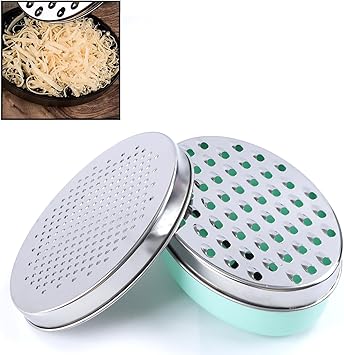 Cheese Grater Citrus Lemon Zester with Food Storage Container & Lid - Perfect For Hard Parmesan Or Soft Cheddar Cheeses, Ginger, Vegetables, Butter, Chocolate & Nutmeg Green