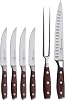 Messermeister Avanta Forged Variety Set - Includes 4 Fine-Edge Steak Knives Kullenschliff Carving Set with Knife & Fork - German X50 Stainless Steel - Rust Resistant & Easy to Maintain - 6 Pieces