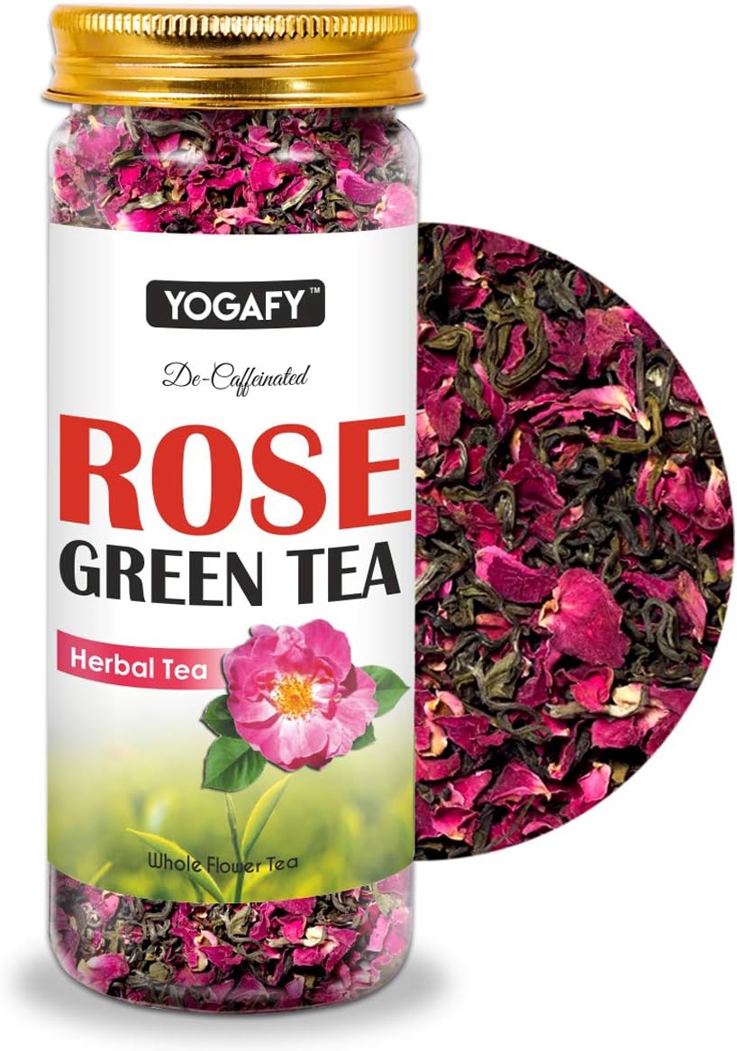 YOGAFYRose Green Tea Whole Leaf | For Healthy Skin and Detox | 100 Gram - 50 Cups |