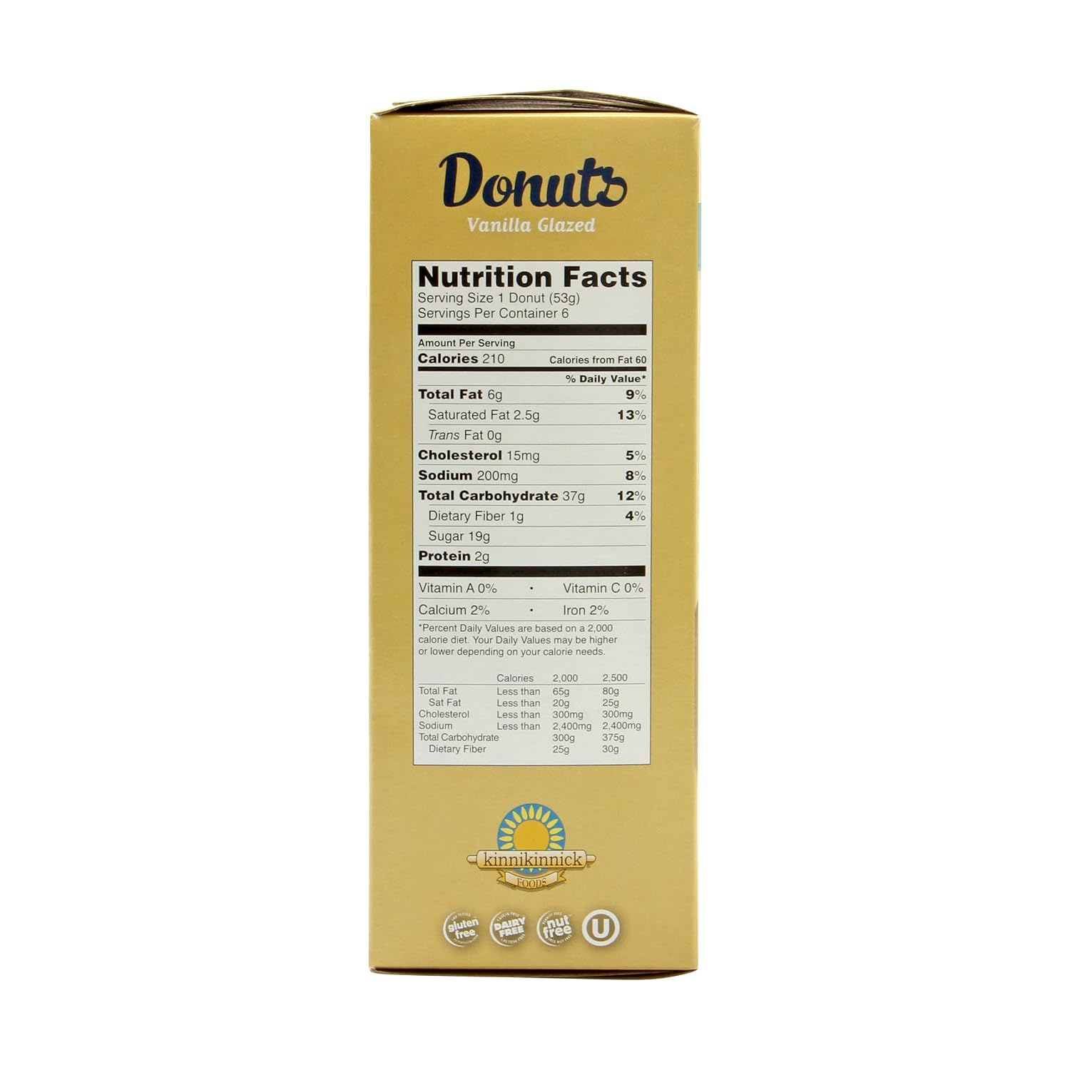 Kinnikinnick, Donuts Vanilla Glazed, 6 Count, 11.3 Ounce