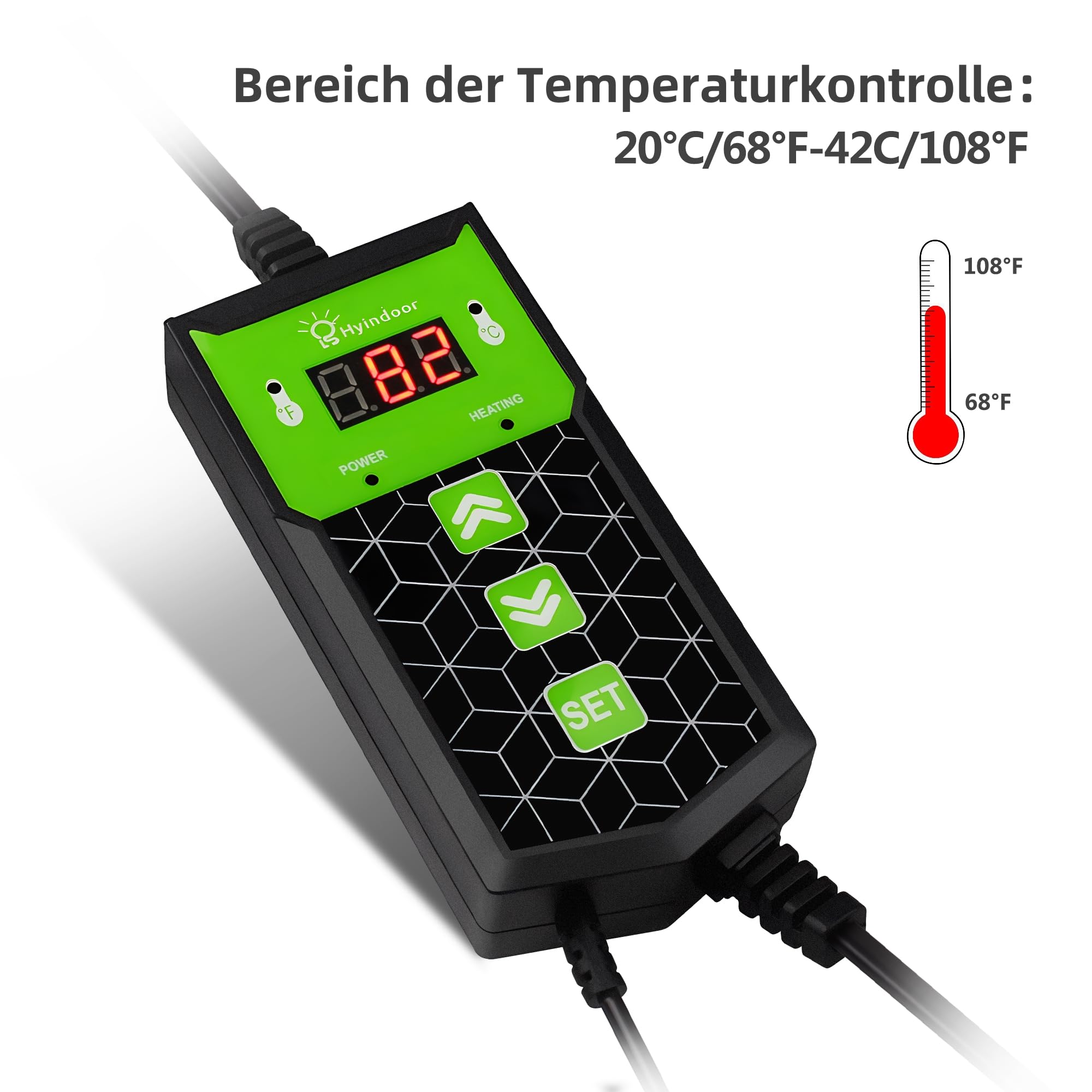 Hyindoor Heizmatte mit Thermostat wasserdichte Sämling Wärmematte Heizmatte Pflanzen Heizkissen für Sämling Germination Innengarten Gewächshaus, 27 x 50cm