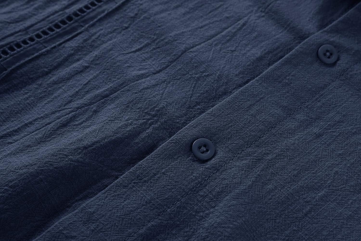 Miniatura 3 de Guayabera - Camisa de manga larga de lino casual con botones para la playa verano hippie camisas lisas cubanas