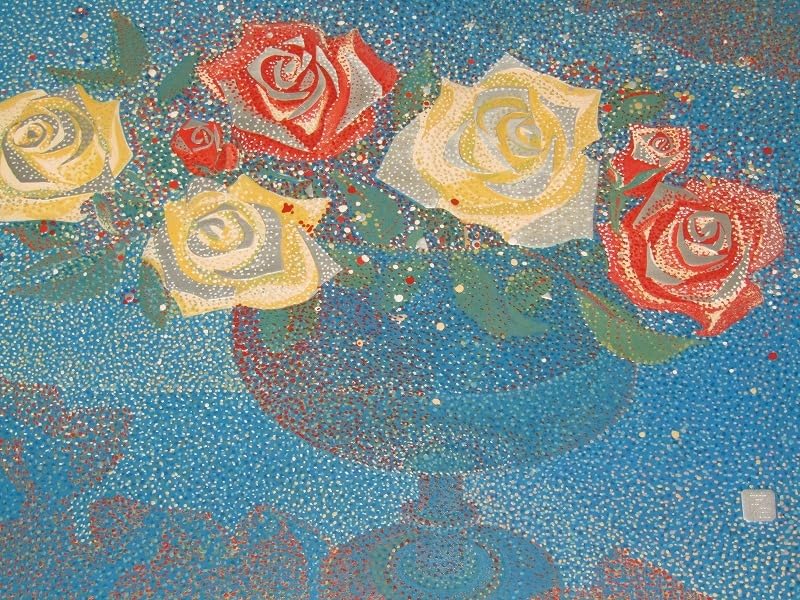 Amazon.co.jp: cc17-5666[VOX]【真作】日展会友漆芸家佐伯教通「バラ
