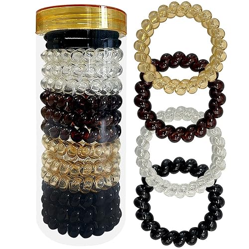 BeliJiu - Lazos para el cabello en espiral Basic 12P Lazos para el cabello con cable de teléfono, lazos elásticos para el cabello para mujeres,