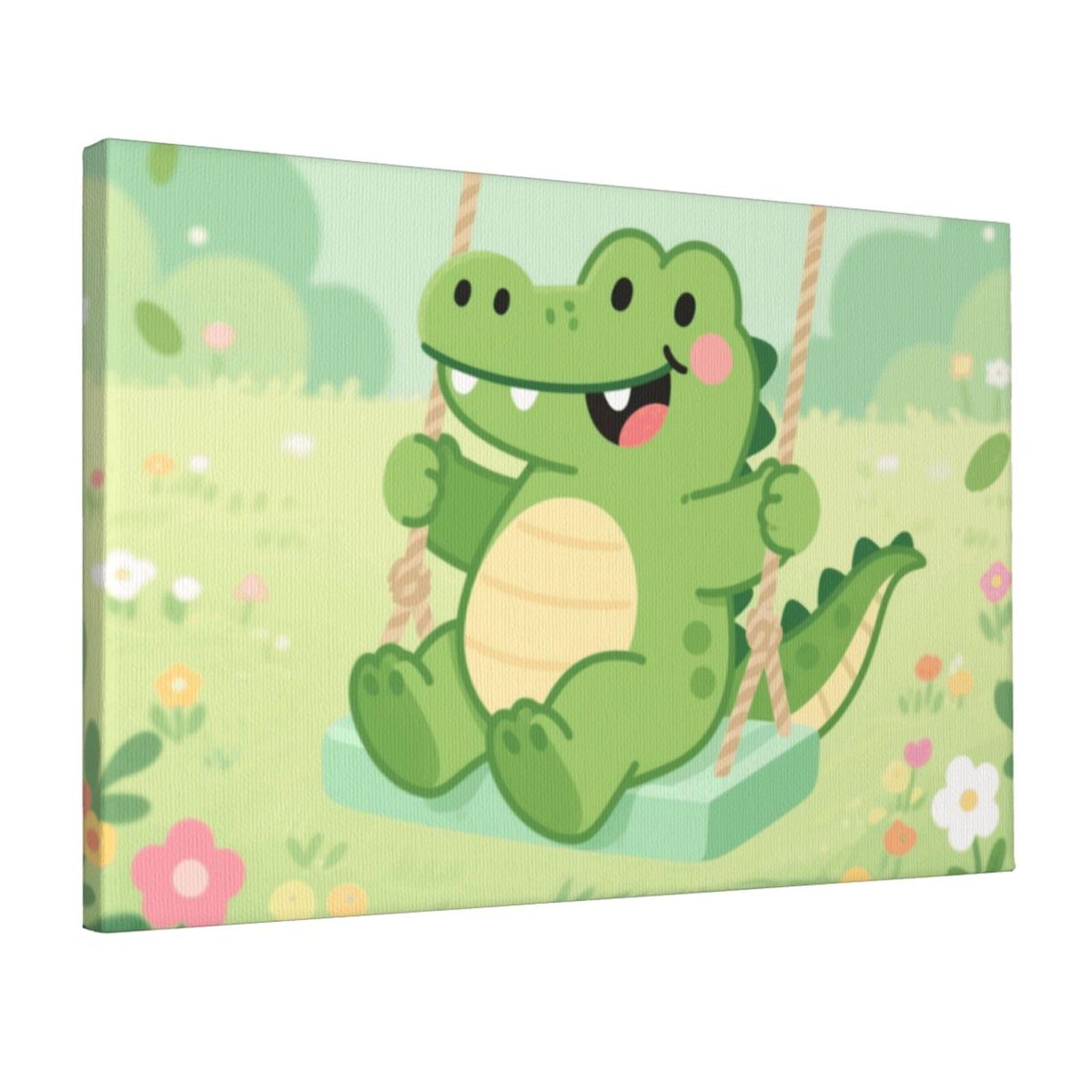 Fodpand Alligator Unframed Canvas Wall Art,Modern Posters Print Wall Decor Canvas Oil Painting For Bedroom Living Room Bathroom Wall Hanging Artwork Ready To Hang 12"X18"