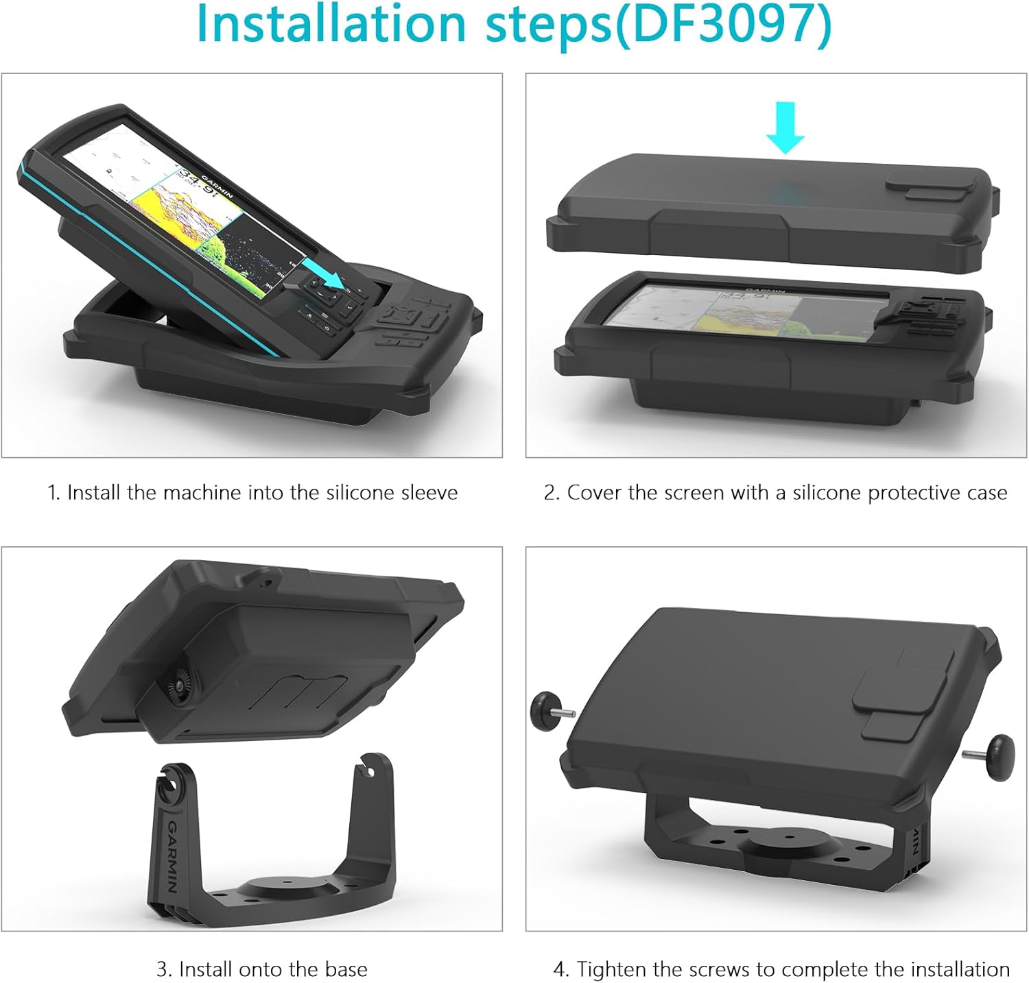 Fish Finder Protective Silicone Skin Cover Compatible with Garmin Striker Vivid 7cv and 7sv,Garmin Striker 7cv/7sv Sonar Transducer,Silicone Cover with Installation Case