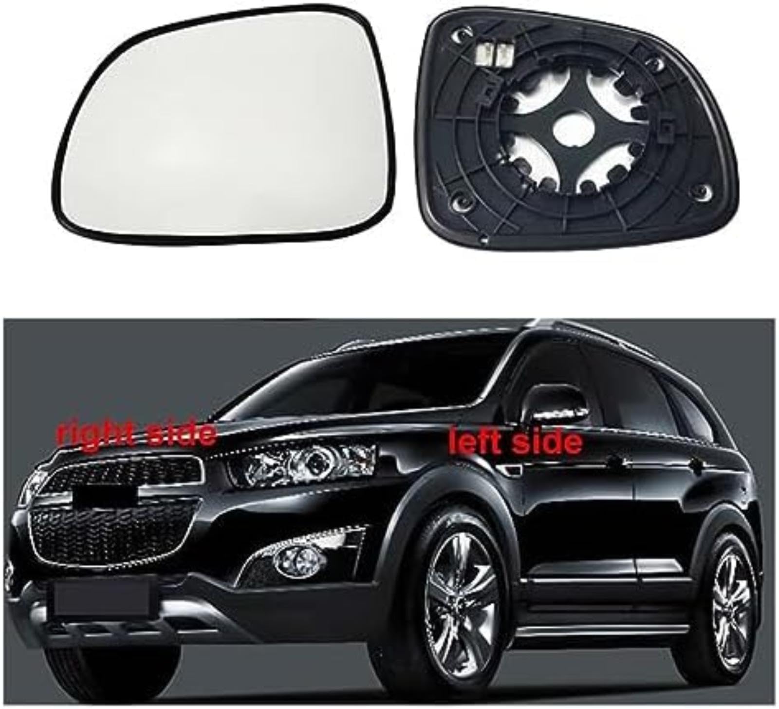 Szkło lusterka bocznego samochodu, dla Chevroleta, dla Captiva 2012-2017 Zewnętrzne lusterka boczne Obiektyw lusterek wstecznych Biały z podgrzewanymi drzwiami Lusterko (B 1PCS left side)