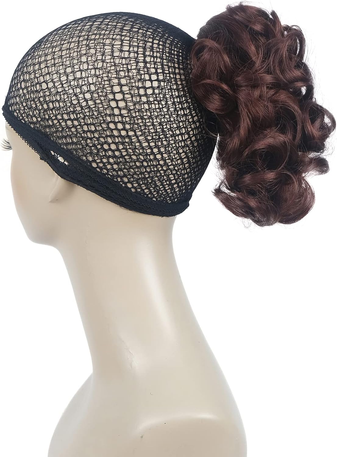 Lydell Short Ponytail Hair Extensions Wavy Curly Synthetic Hairpiece with Jaw Claw (33A Dark Auburn), 8 inches - Image 3