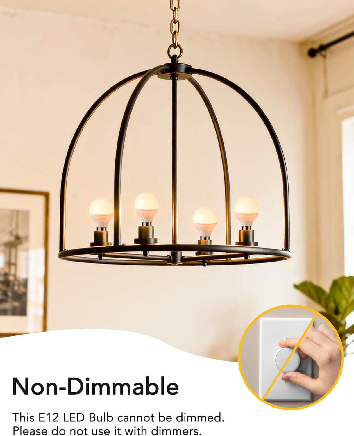 PARTPHONER E12 LED Bulbs 60W Equivalent, E12 Small Base Candelabra Ceiling Fan Bulbs 6W 620LM, A15 Globe Bulb 85+ CRI Non-dimmable 2700K Soft White, 6 Pack