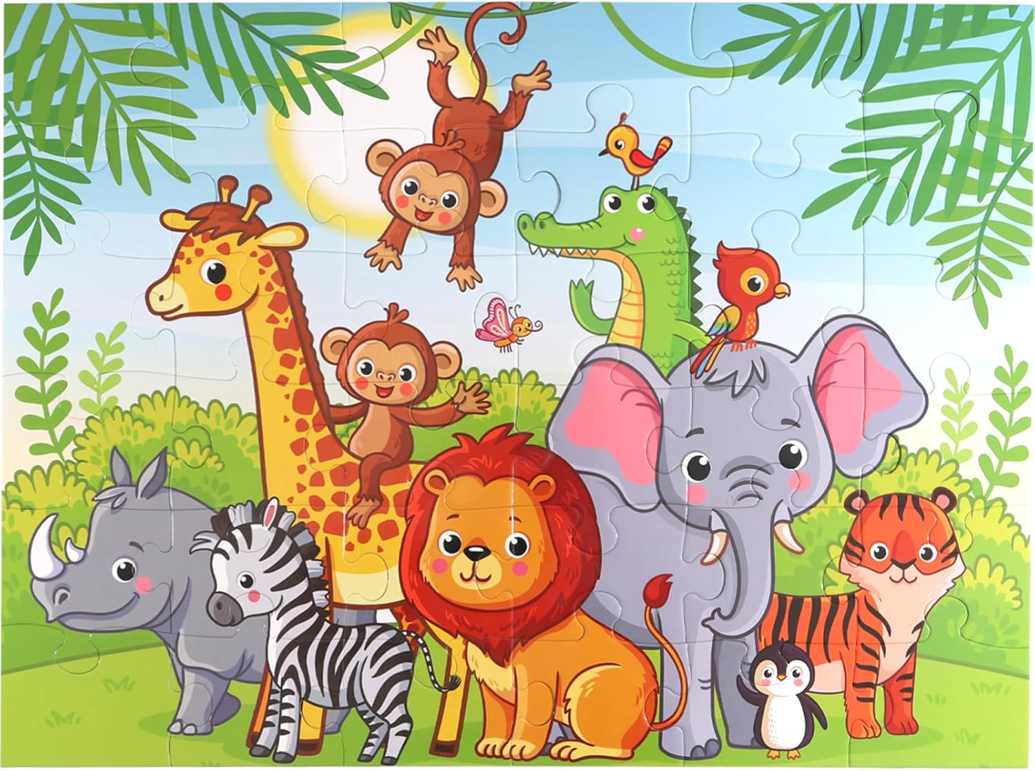 Jumbo Floor Puzzle for Kids, Large Jigsaw Puzzles 36 Piece with Box for Kids Ages 3-5,Preschool Learning & Education Toys, Gifts for 4-8 Year Old Boys and Girls(Jungle Animals)