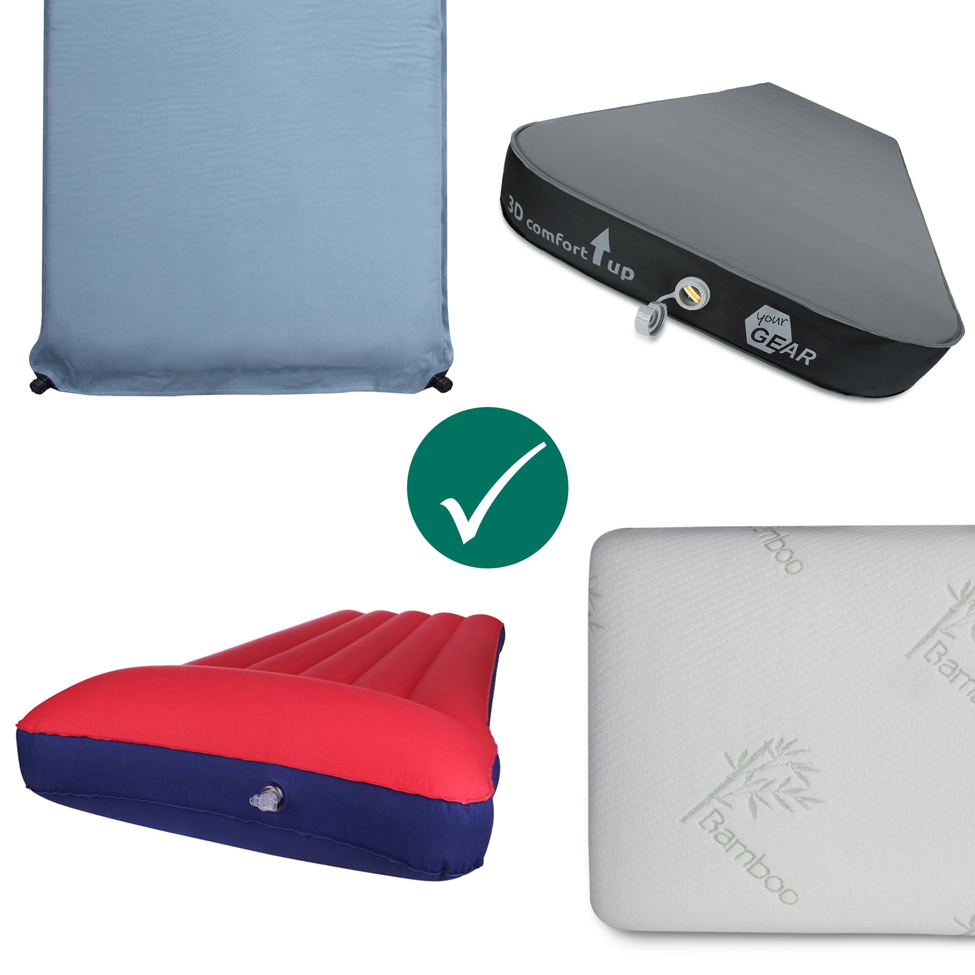 your GEAR Mat Cover & Coupler - Hochwertiges Spannbettlaken 2er Set mit Reißverschluss - koppelbar - Verbundenes Bettlaken für Isomatten & Luftmatratze - Schnelltrocknend & Atmungsaktiv für Camping