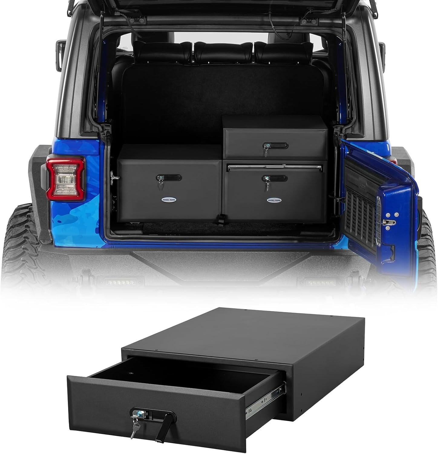 Hooke Road 1PCS Modular Additional Drawer, Only Work with Specified Dual Cargo Drawer System, for 2007-2026 Jeep Wrangler JK JL 4-Door & 2021-2026 Ford Bronco 4-Door